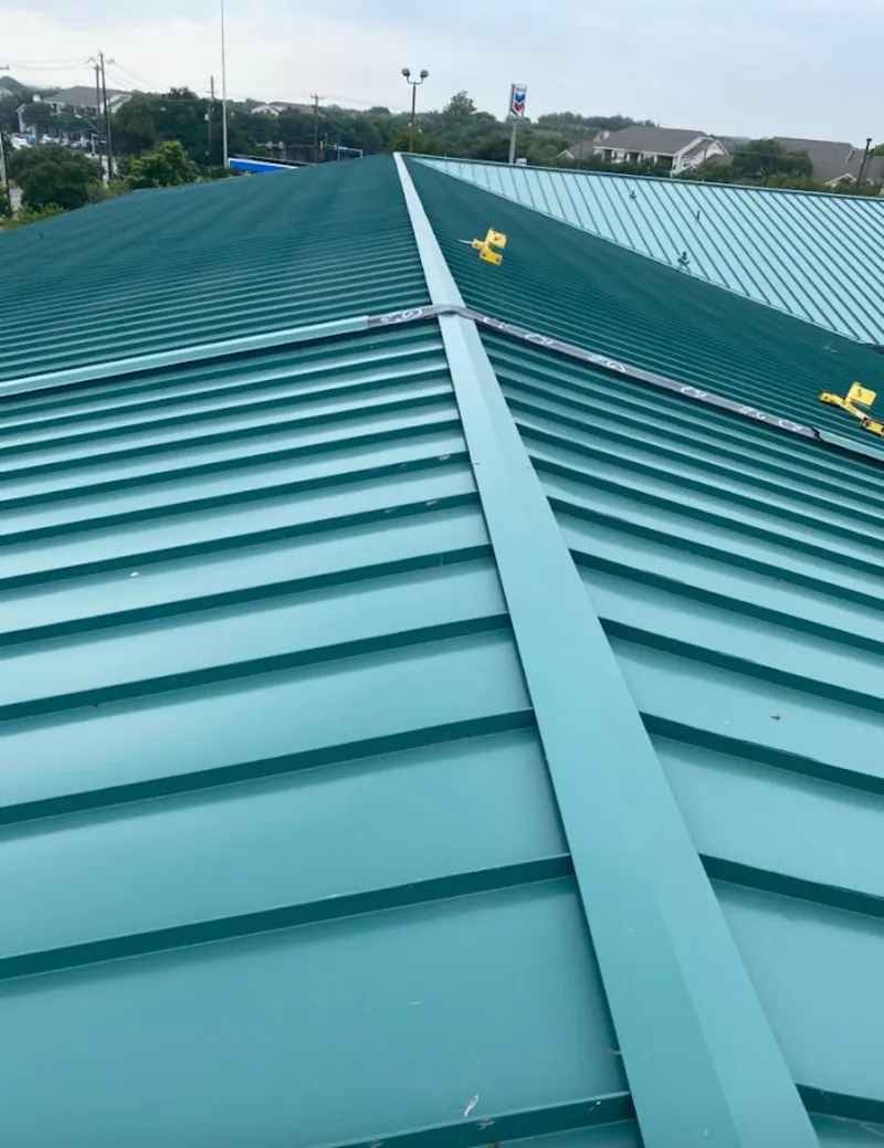 Green commercial metal roof ridge and valley for Metal Roof Repair in Union